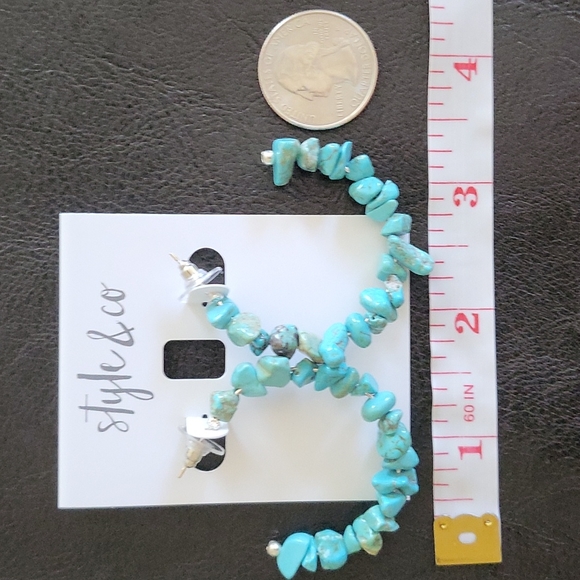 Style & Co Silver-Tone Gemstone Chip Beaded C-Hoop Earrings - Picture 5 of 6